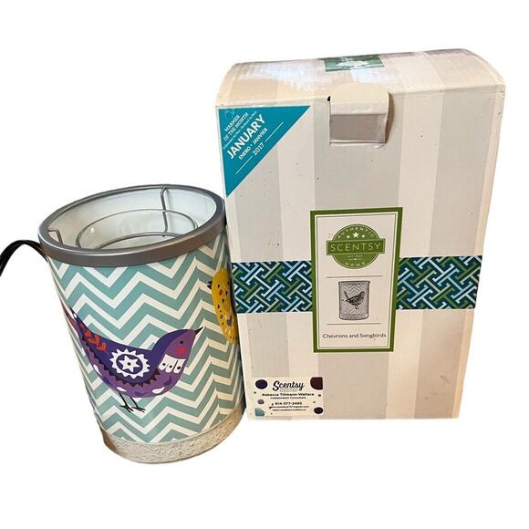 Scentsy Wax Warmer CHEVRONS and SONGBIRDS w/ Cement Base Birds Retired - Picture 1 of 7